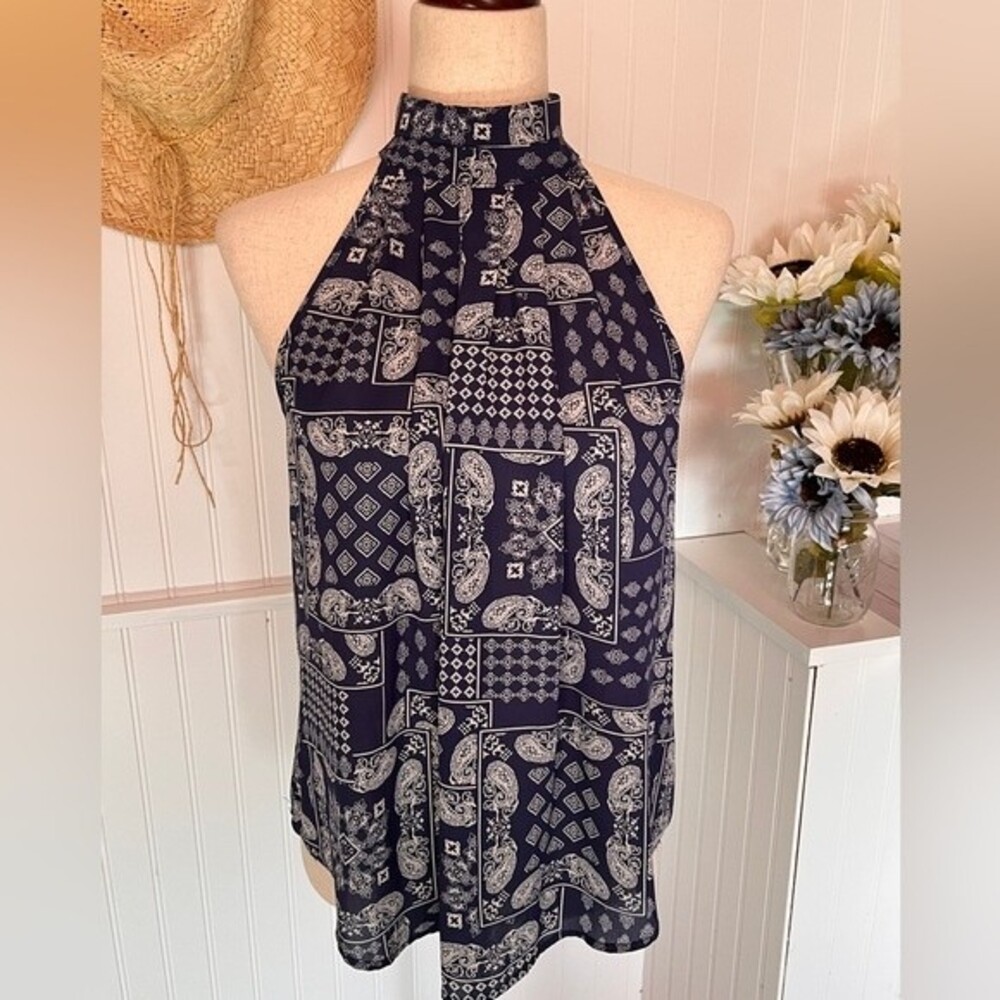 Sienna Sky Blue Patchwork Top